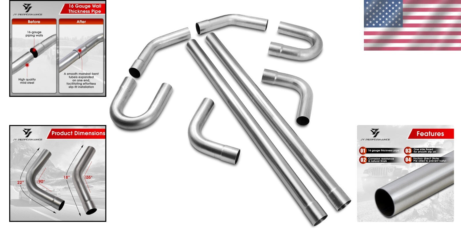 Enhanced Performance 2.25'' Mild Steel Exhaust Kit with Smooth Slip-Fit Design