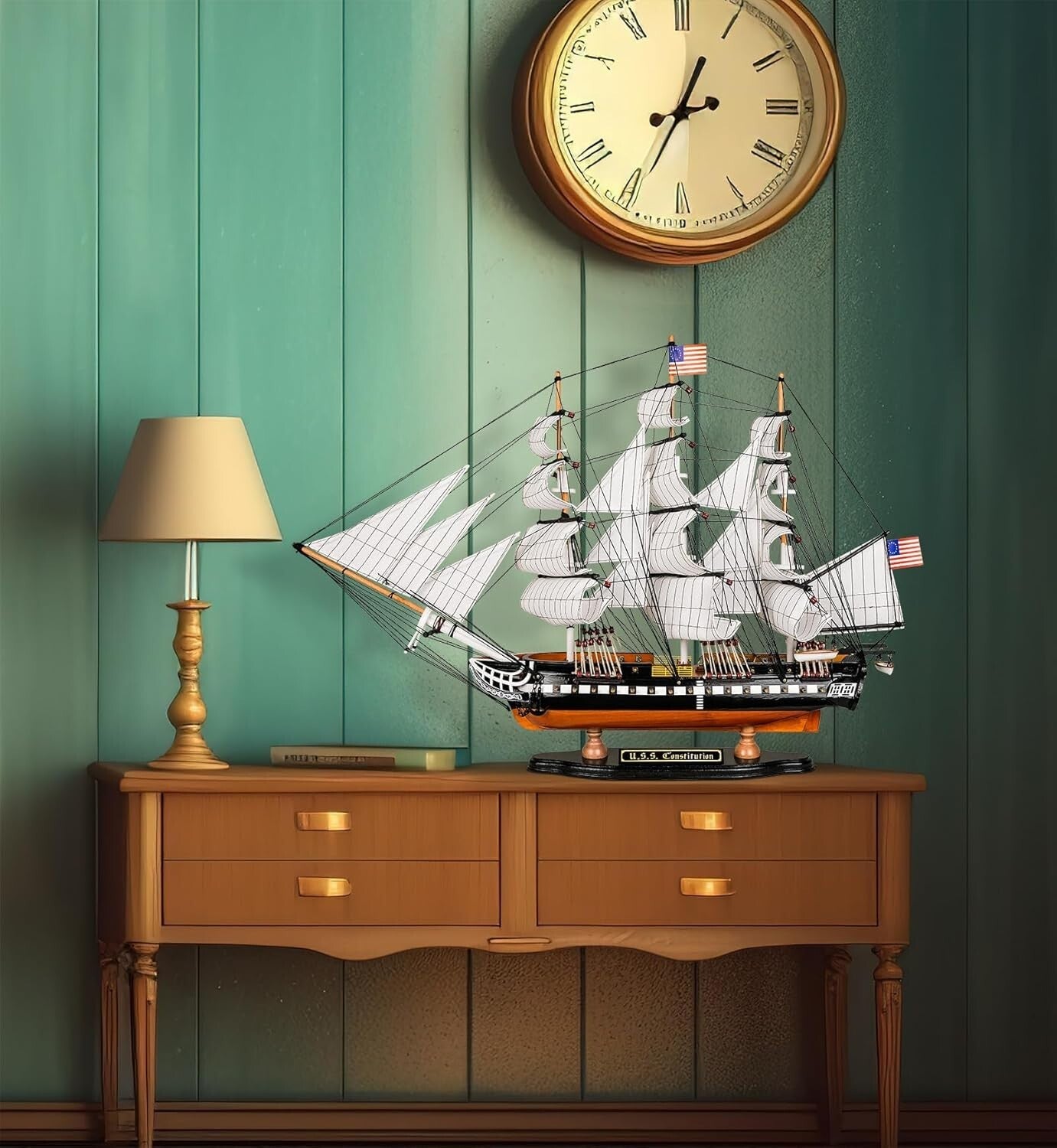 Elegant 26” USS Constitution Replica - Fully Assembled Nautical Tabletop Decor