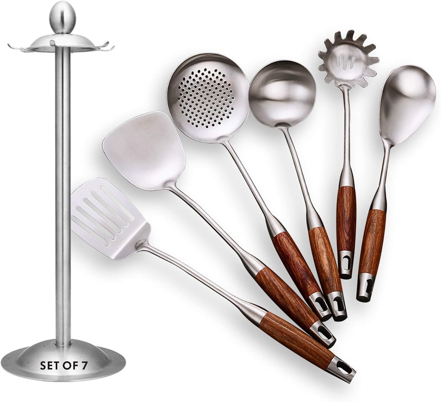 Complete 7-Piece Kitchen Utensils Set - Stainless Steel & Heat-Resistant Design