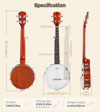Load image into Gallery viewer, Lightweight 26 Inch Mahogany Mini Banjo - Perfect for Music Lovers on the Go