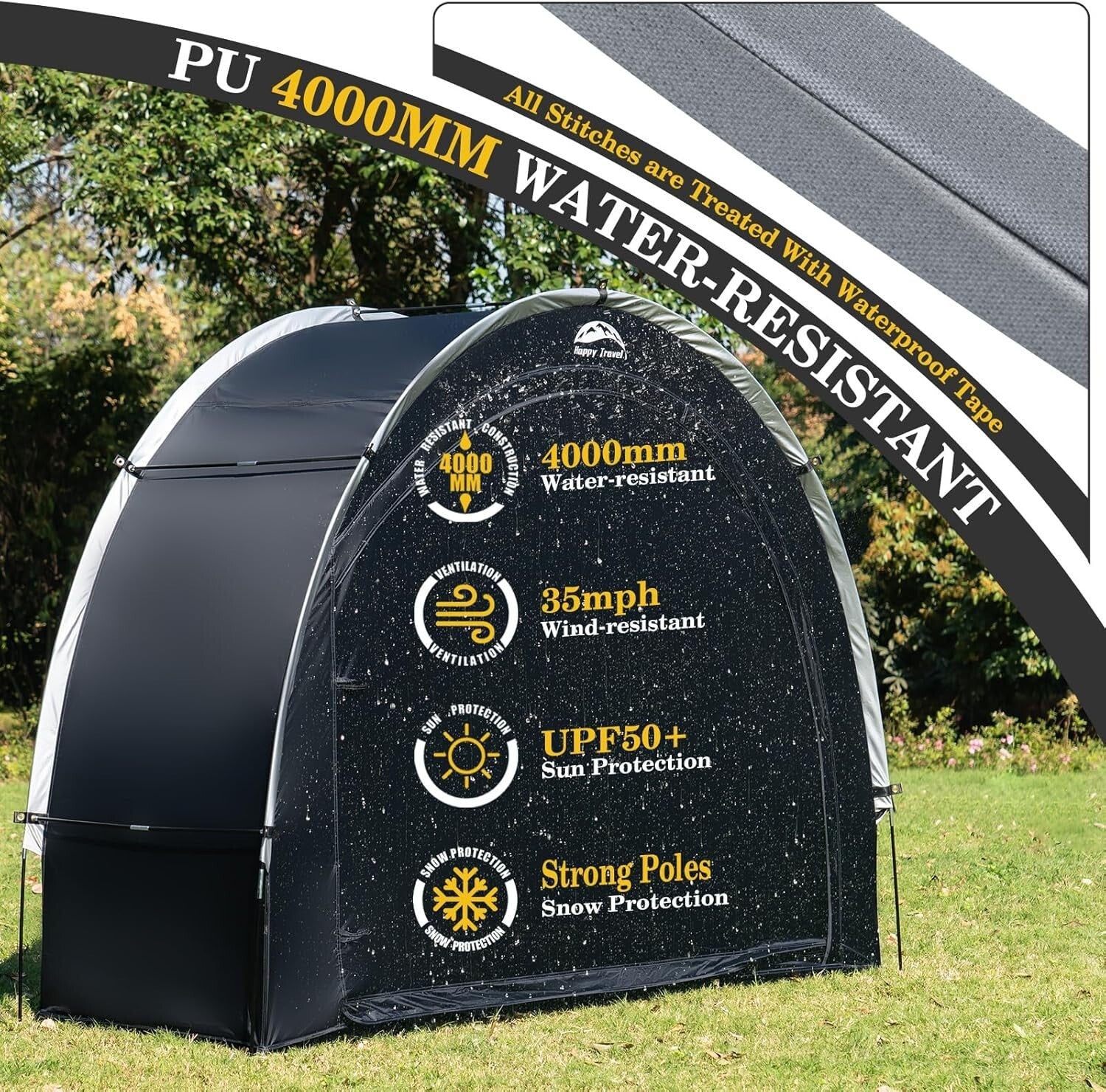 Durable 210D Waterproof Bicycle Storage Tent with Quick Setup - Fits 2-3 Bikes