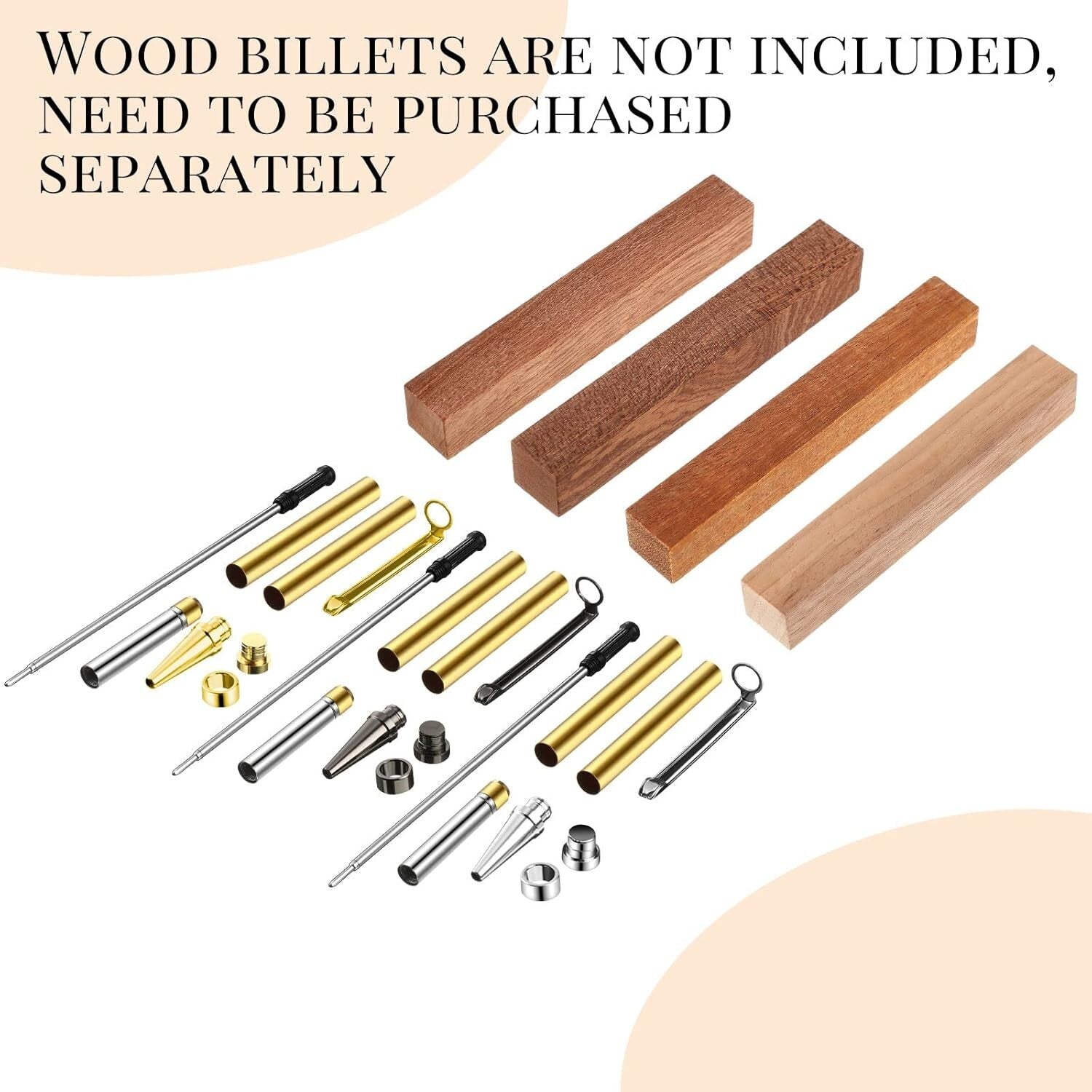 DIY Wood Turning Pen Kit - 30 Pcs in Black, Silver, Gold for Personalized Gifts