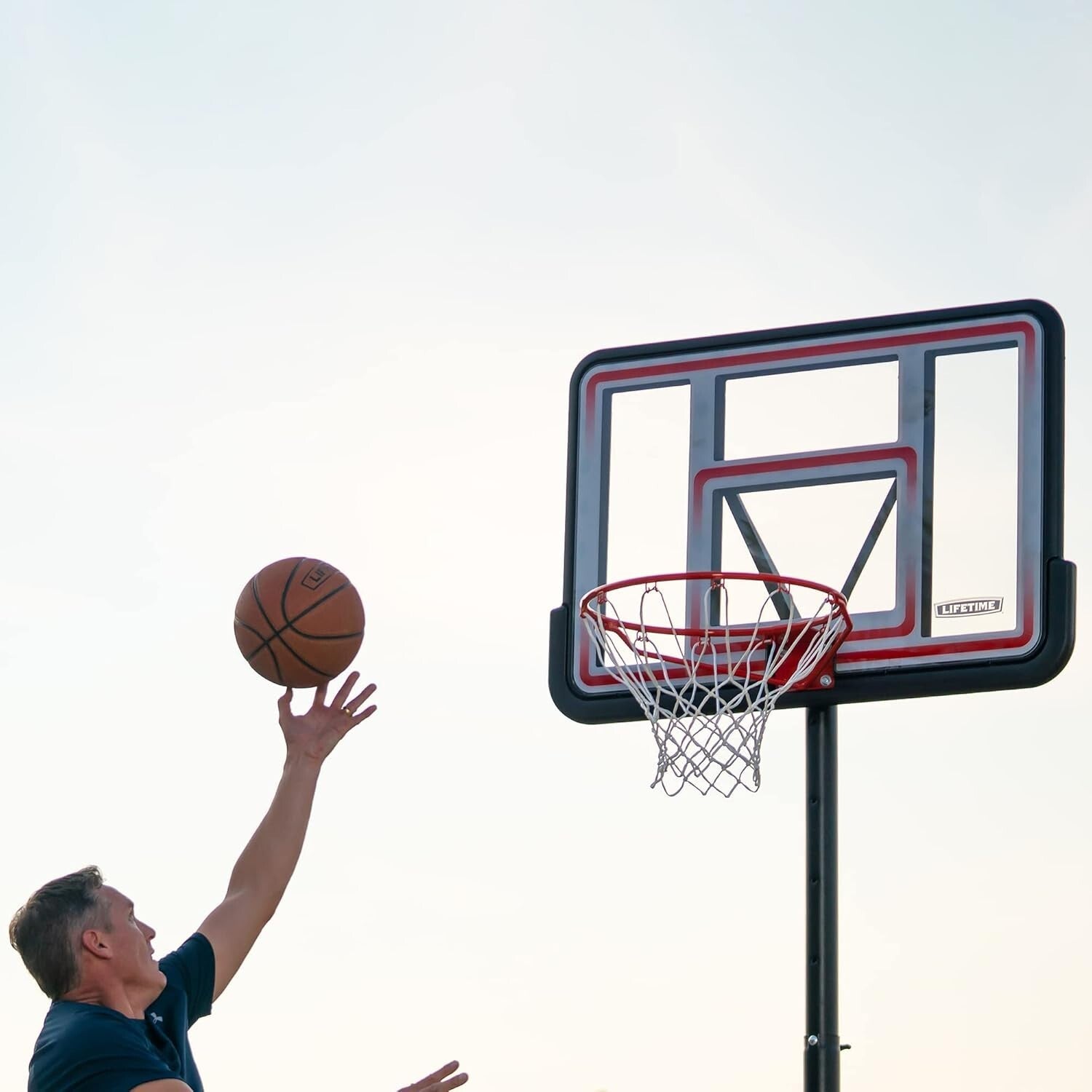 Adjustable Shatterproof Portable Basketball Hoop - 44" Backboard, Freestanding