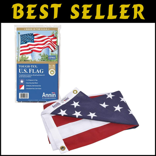 High-Quality 5x8 Foot American Flag with Embroidered Stars - Tough-Tex Fabric