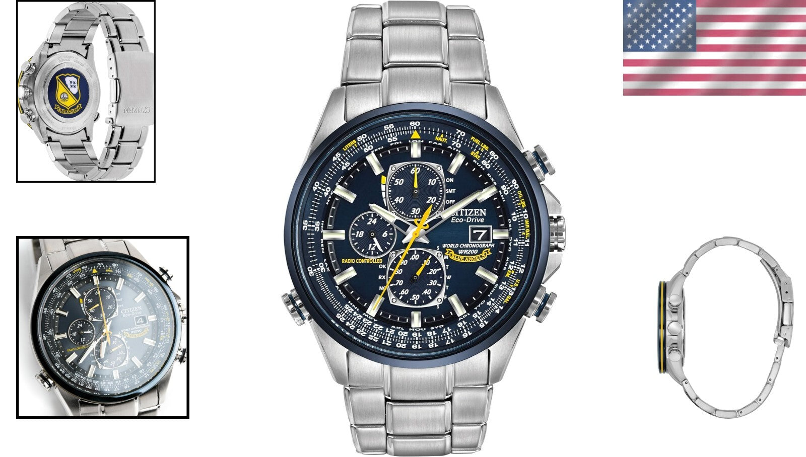Men's Blue Angels Eco-Drive Sports Watch - Radio-Controlled Luxury Chronograph