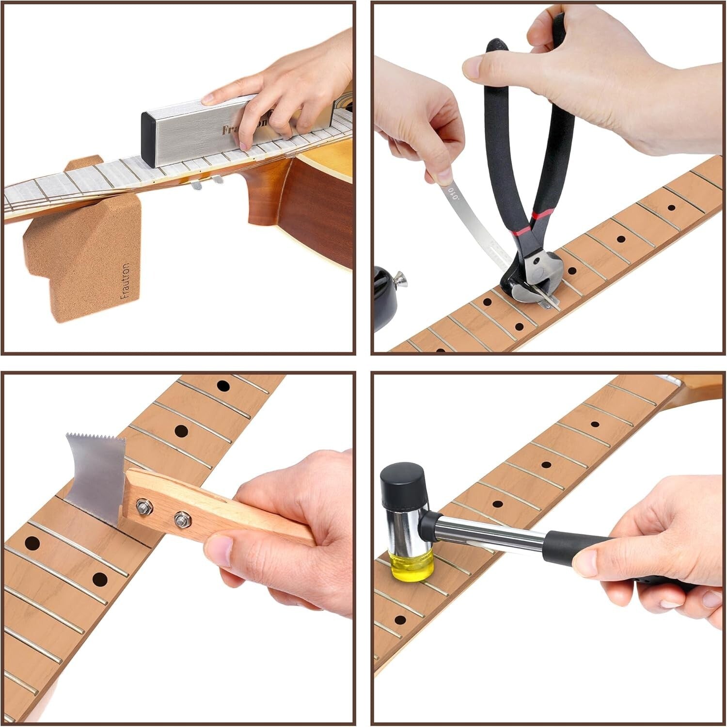 Professional Guitar Luthier Fret Repair Tool Kit with Neck Rest & Leveling Beam