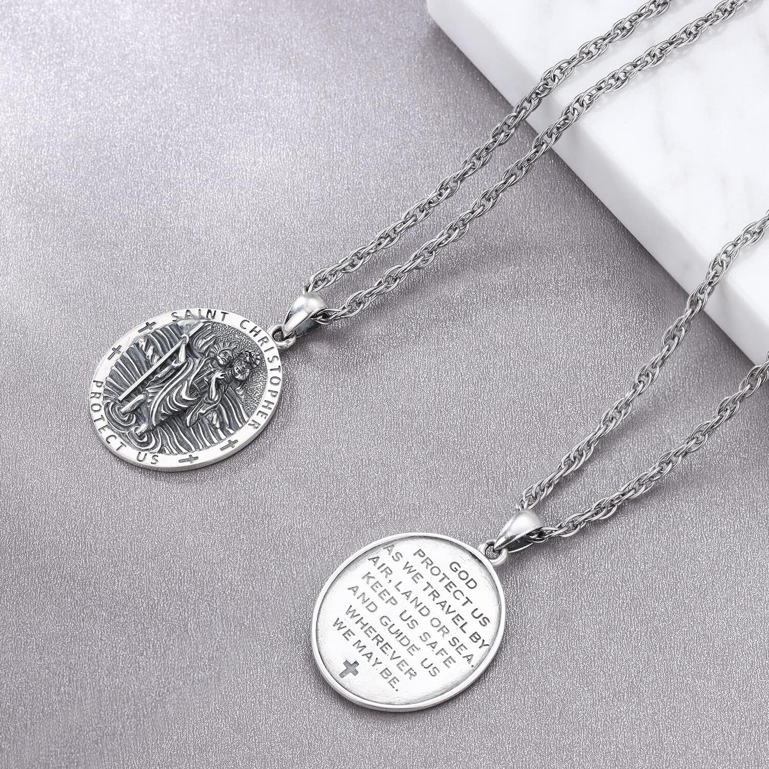 Stylish S925 Sterling Silver St Christopher Necklace - Perfect for Any Occasion