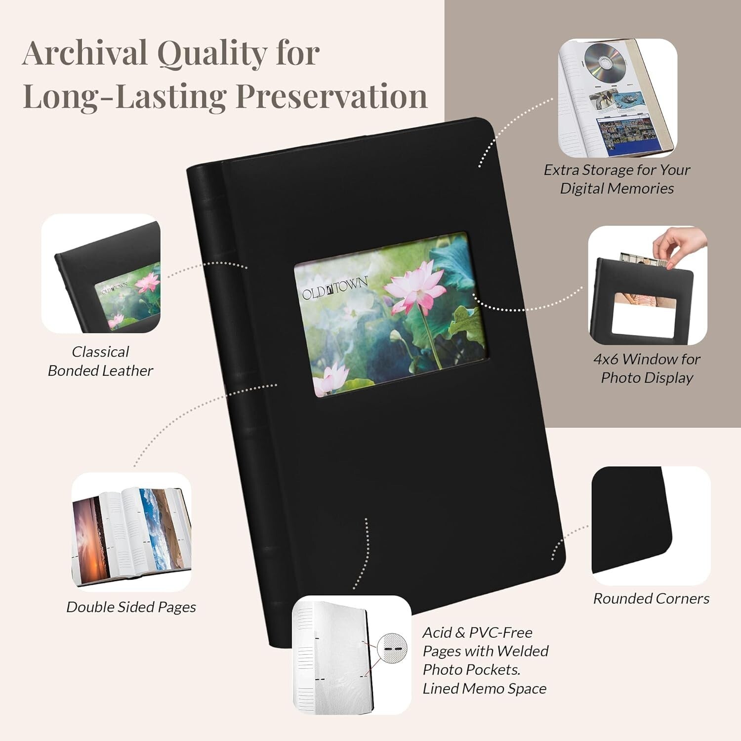 Classic Bonded Leather Photo Albums - 2-Pack, 9.5x13 Inches for 300 Photos