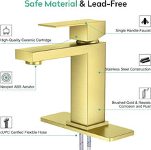 Load image into Gallery viewer, Single Handle Brushed Gold Vanity Faucet - Modern Design with Installation Kit