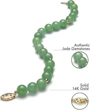 Load image into Gallery viewer, 7.5-Inch 14k Gold &amp; Green Jade Bead Bracelet – Perfect Accessory for Women