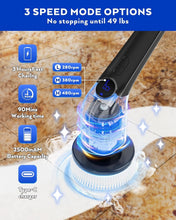 Load image into Gallery viewer, 3 Speed Power Scrubber with Long Handle &amp; Replaceable Brush Heads for Bathroom
