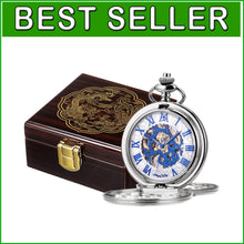 Load image into Gallery viewer, Luxury Mechanical Pocket Watch with Roman Numerals - Gift Box &amp; Chain Included