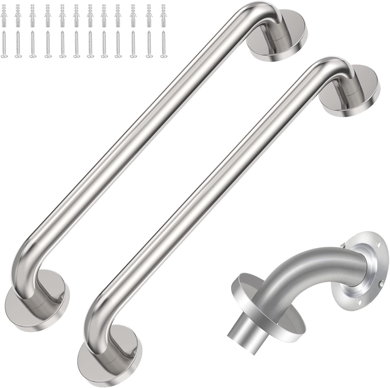 Durable 18" Grab Bars with Concealed Screws - Perfect for Seniors and Kids