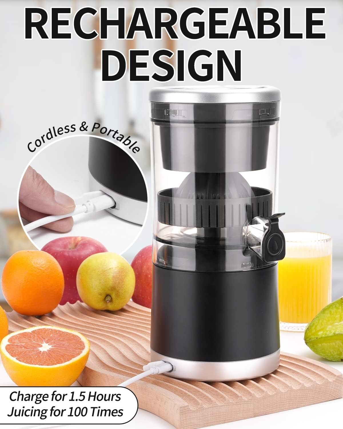 Compact Rechargeable Juicer with USB Charging - Ideal for Outdoor Citrus Juicing