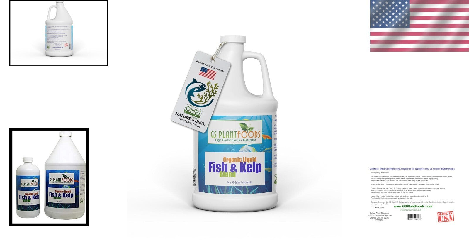 Organic Fish and Kelp Fertilizer - 1 Gallon Liquid for Healthy Plants & Soil
