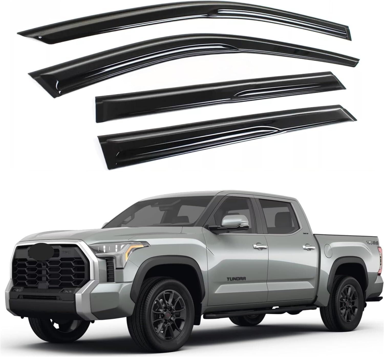 Sleek Mugen Style Window Visors for 2019-2024 RAM 1500 Crew Cab - Black Finish