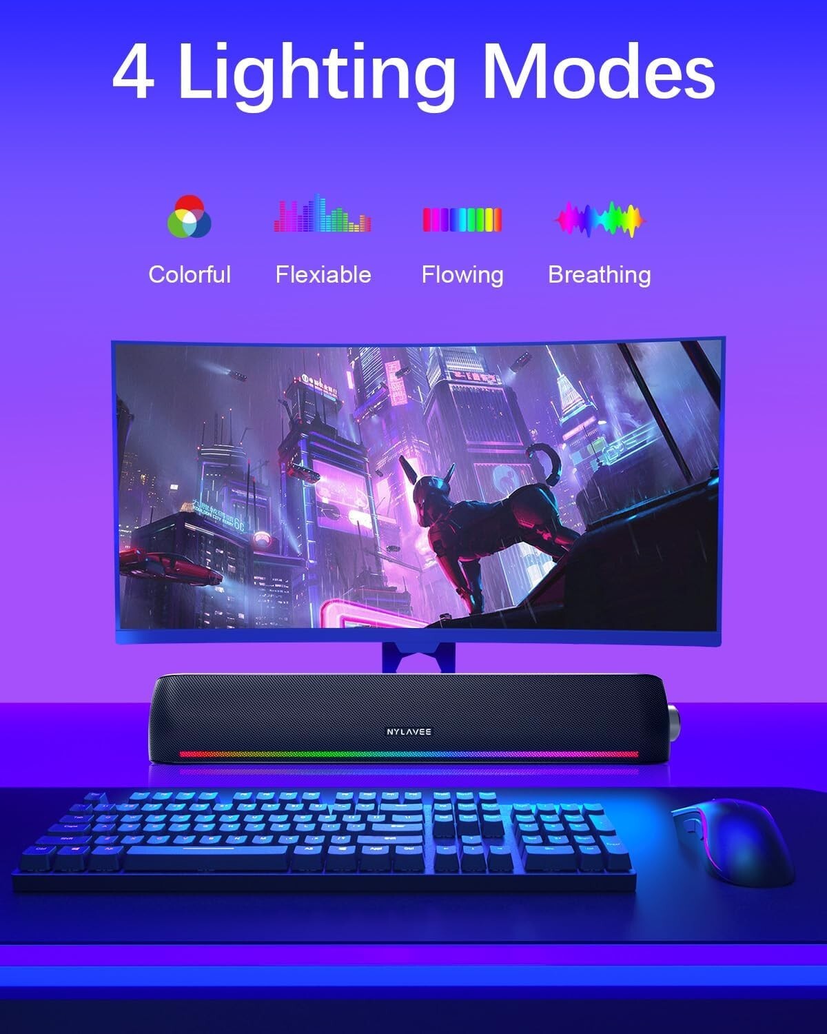 Dynamic Sound Bar Speakers with Bass Boost and RGB Lighting – USB Powered