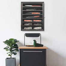 Load image into Gallery viewer, Elegant Black Knife Display Cabinet with Anti-Theft Lock and Custom Shelves