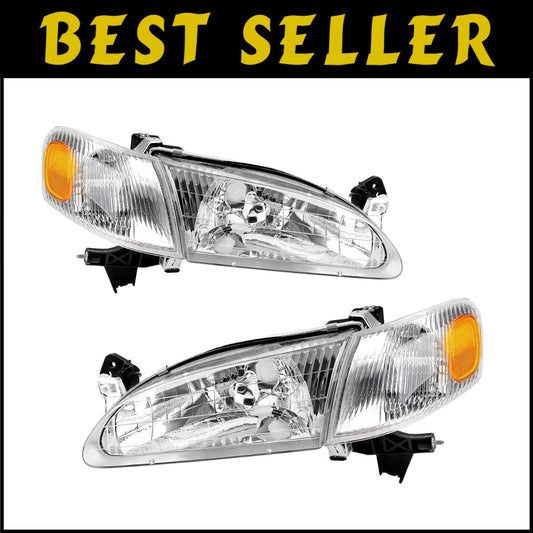Direct Fit Headlights for 1998-2000 Corolla - Clear Polycarbonate Lens Included