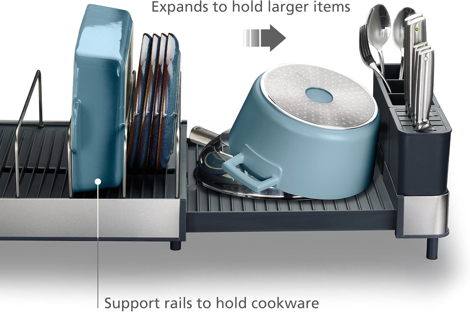 Expandable Stainless Steel Dish Drying Rack with High Capacity for Cookware