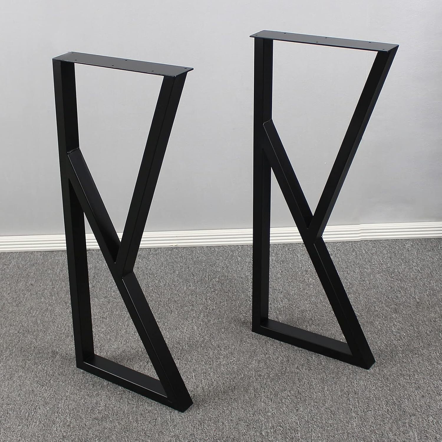 Heavy-Duty 35'' Rustic K-Shape Table Legs - Ideal for Industrial Style Furniture