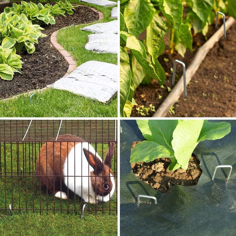 200 Pack Heavy Duty 12" Galvanized Garden Stakes - Rust Resistant Landscape Pins