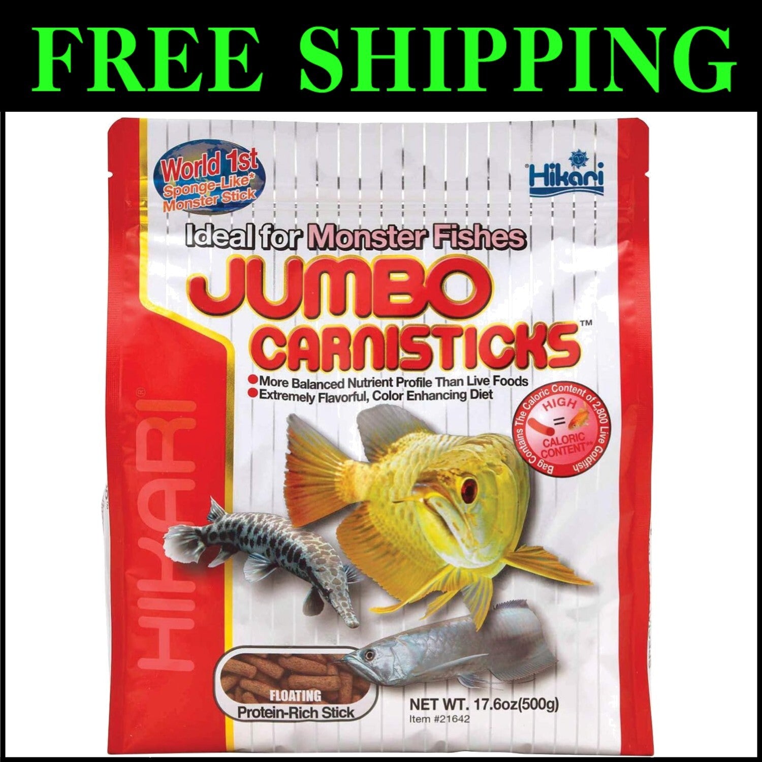 Premium 17.6 oz Jumbo Carnisticks Fish Food for Vibrant Color and Health