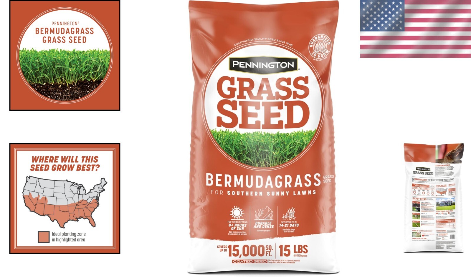 15 lb Premium Bermudagrass Grass Seed - Thrives in Full Sun & Low Mowing Needs