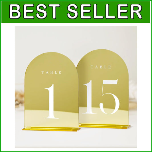Elegant Gold Mirror Wedding Table Numbers 1-15 with Sturdy Acrylic Stands