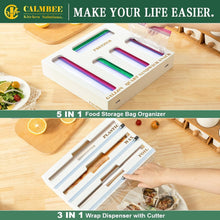 Load image into Gallery viewer, Space-Saving Bamboo Baggie &amp; Wrap Organizer with Slide Cutter for Neat Drawers
