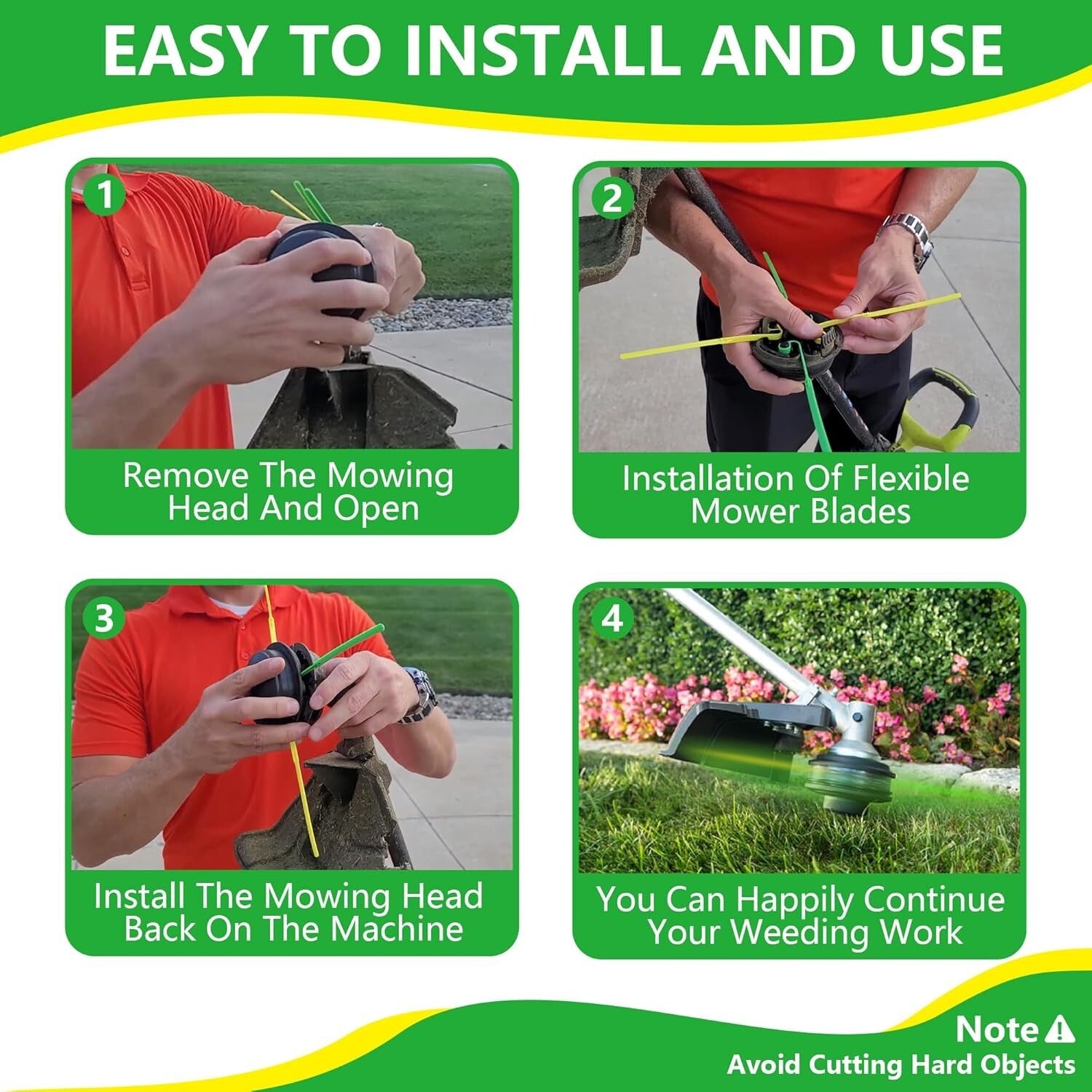 Replacement Weed Wacker Blades - 100 Count of Durable Flexible Trimmer Blades