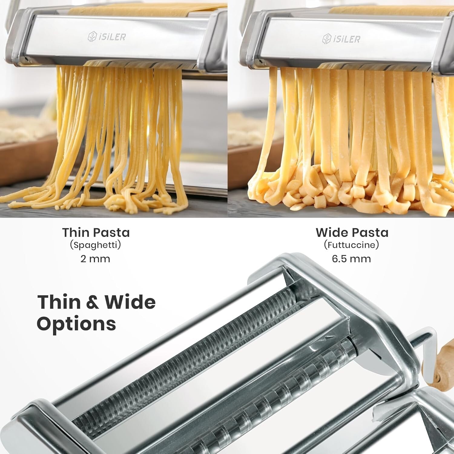 9-Setting Stainless Steel Pasta Maker - Adjustable Thickness for Gourmet Cooking