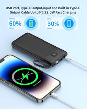 Load image into Gallery viewer, Ultra-Portable 10,000mAh Charger Set with Built-in Cables for iPhones &amp; Androids