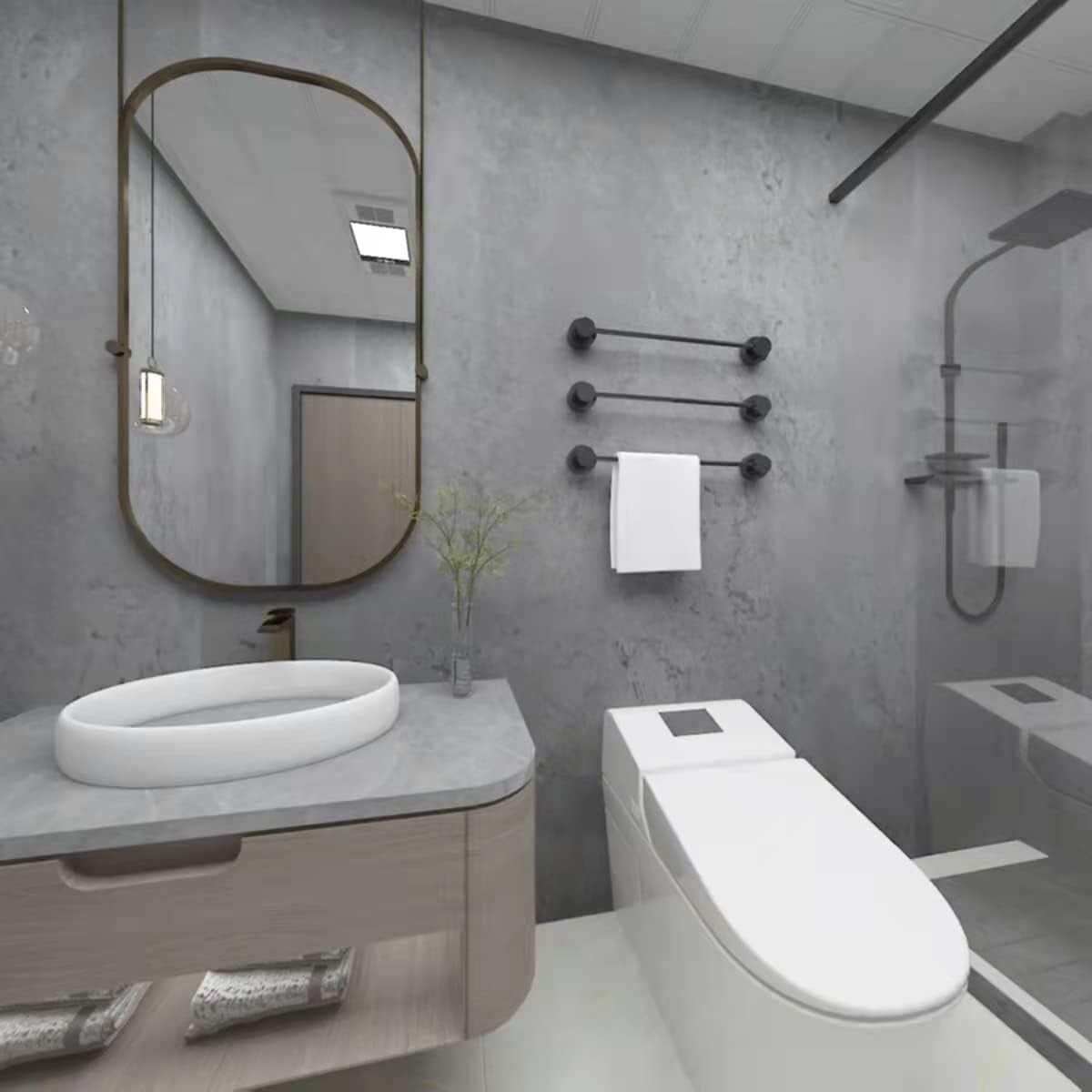 Textured Darker Grey Concrete Wallpaper 16"×1181" - Perfect for Bedroom & Gym