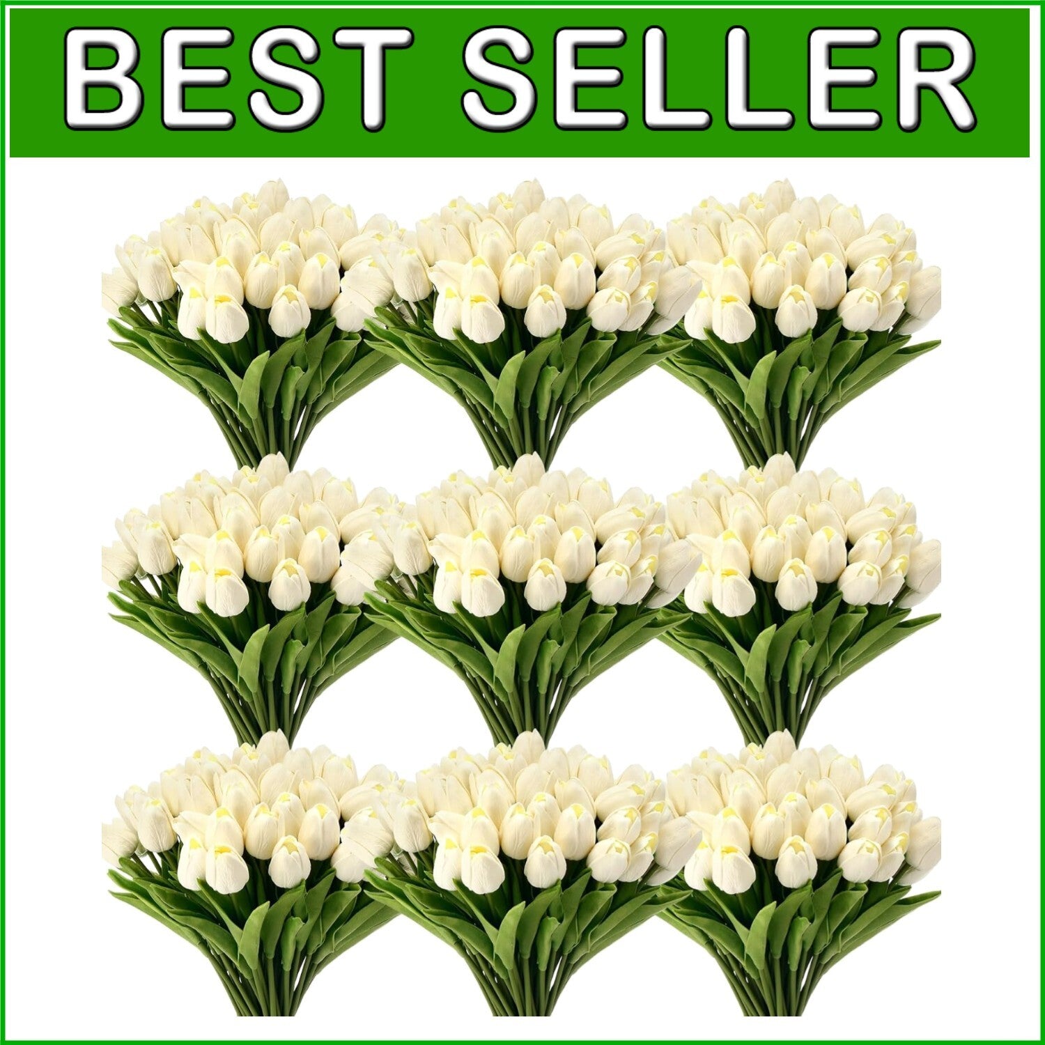 Realistic 75-Pack Milk White Artificial Tulips for Event and Home Arrangements