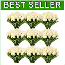 Load image into Gallery viewer, Realistic 75-Pack Milk White Artificial Tulips for Event and Home Arrangements