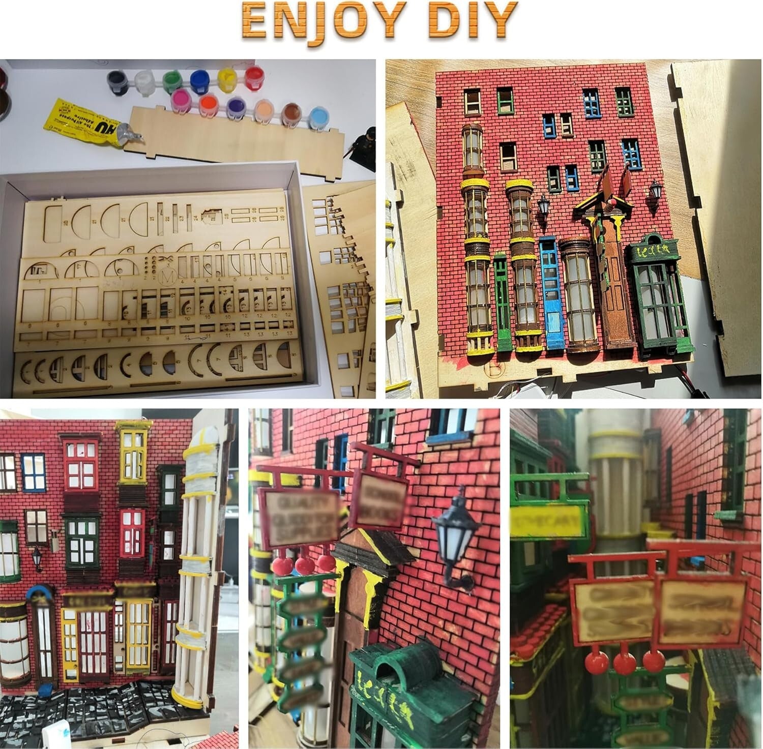 Intricate DIY Book Nook Kit for Adults - LED Light & Decorative Bookend Insert