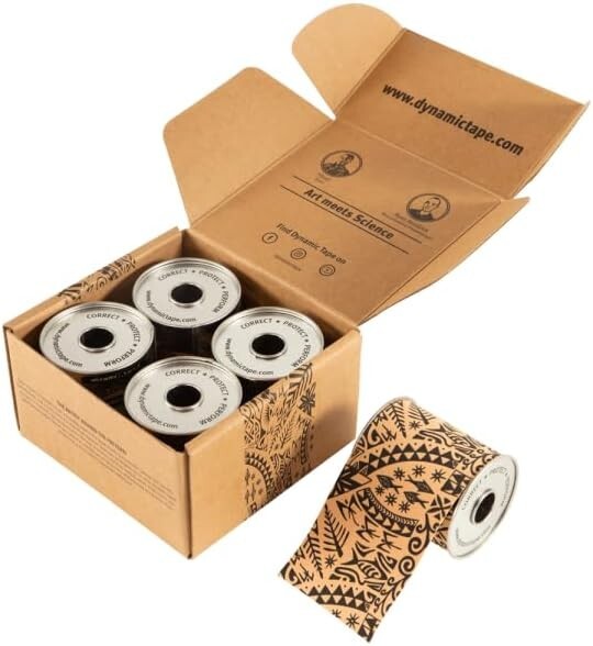 Latex-Free Biomechanical Tape - Ideal for Athletes | Beige & Black 3" x 4" Roll