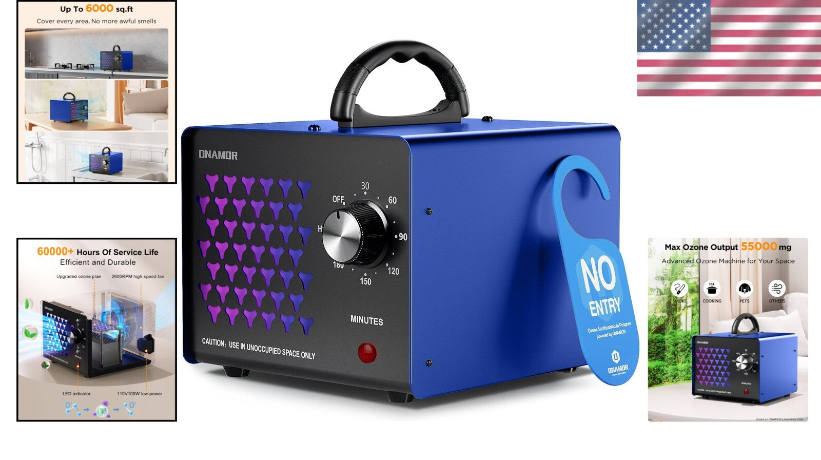 High-Performance Ozone Machine - Deodorizes Smoke & Pets Up to 6000 Sq.Ft