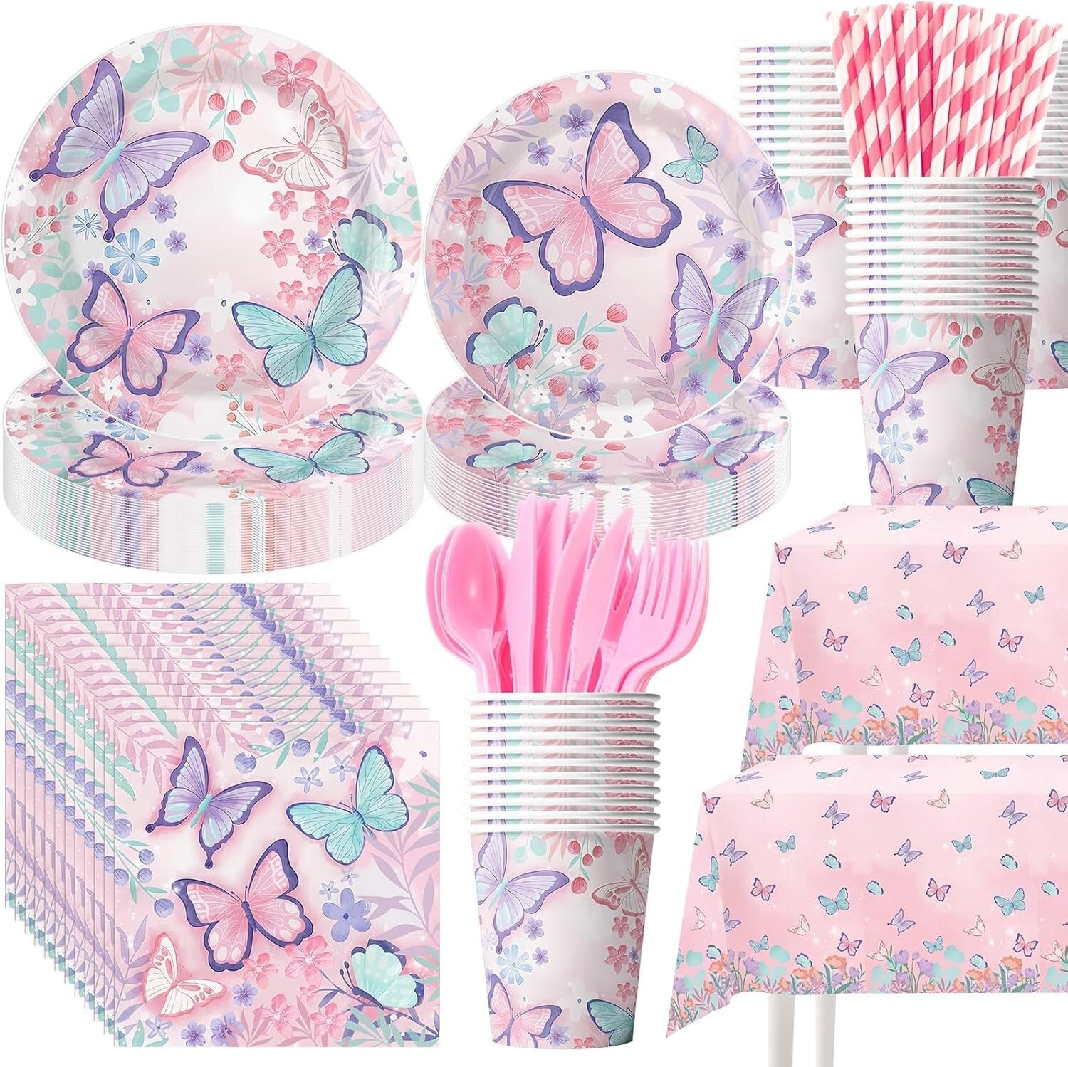 Charming Butterfly Birthday Party Supplies - 452 Pcs for Elegant Celebrations