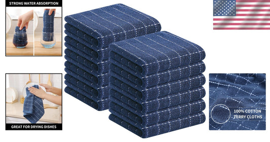 Elegant 12-Pack of Cotton Dish Towels - 13x28 Checkered for Quick Drying & Care