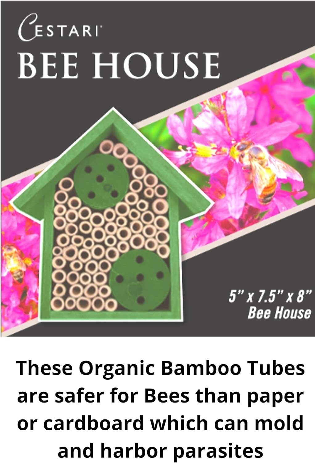 Eco-Friendly Mason Bee House with Bamboo Tubes - Attract Gentle Pollinators