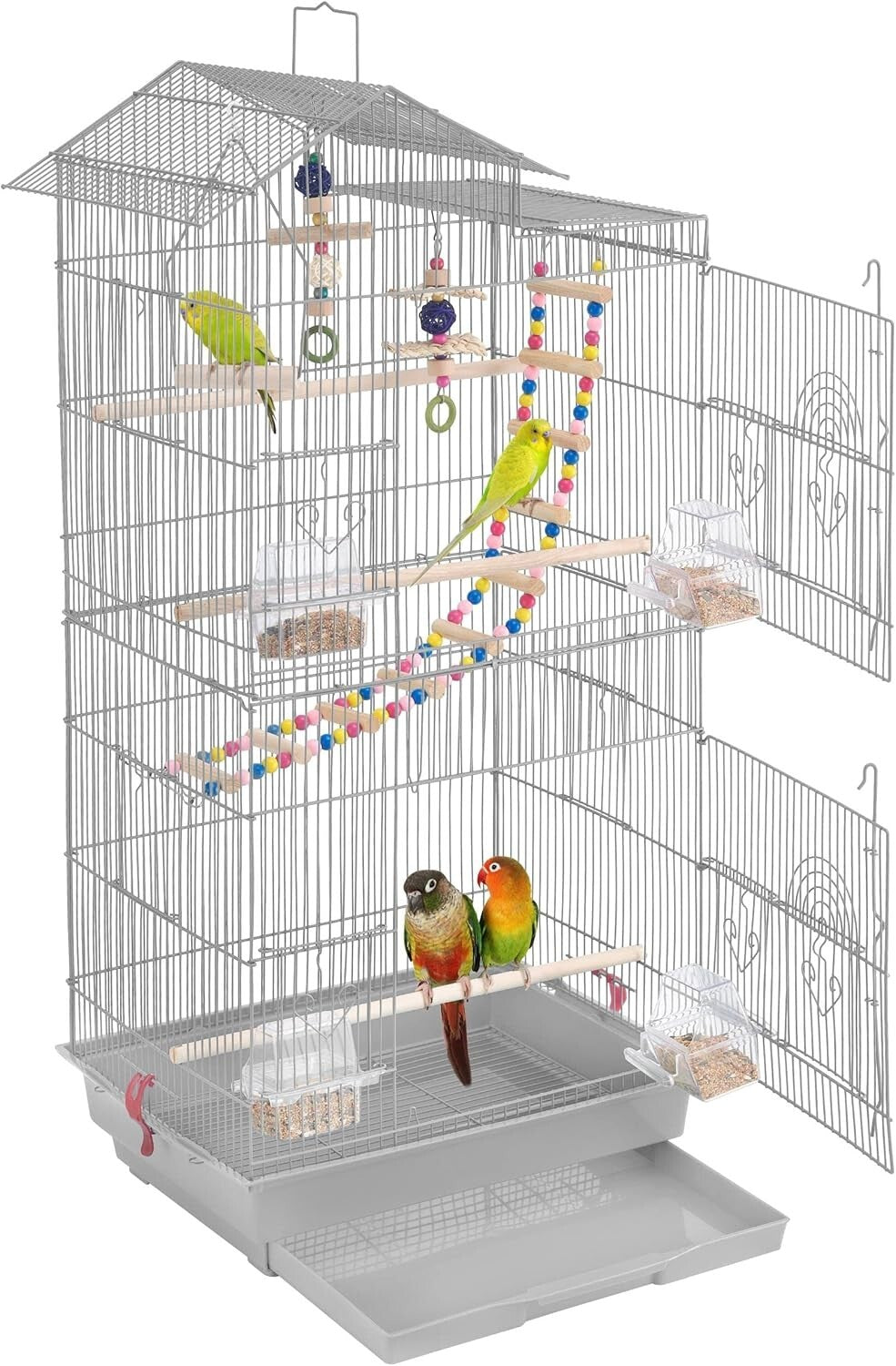 Elegant 39-Inch Bird Cage for Budgies and Finches with Simple Cleaning Features