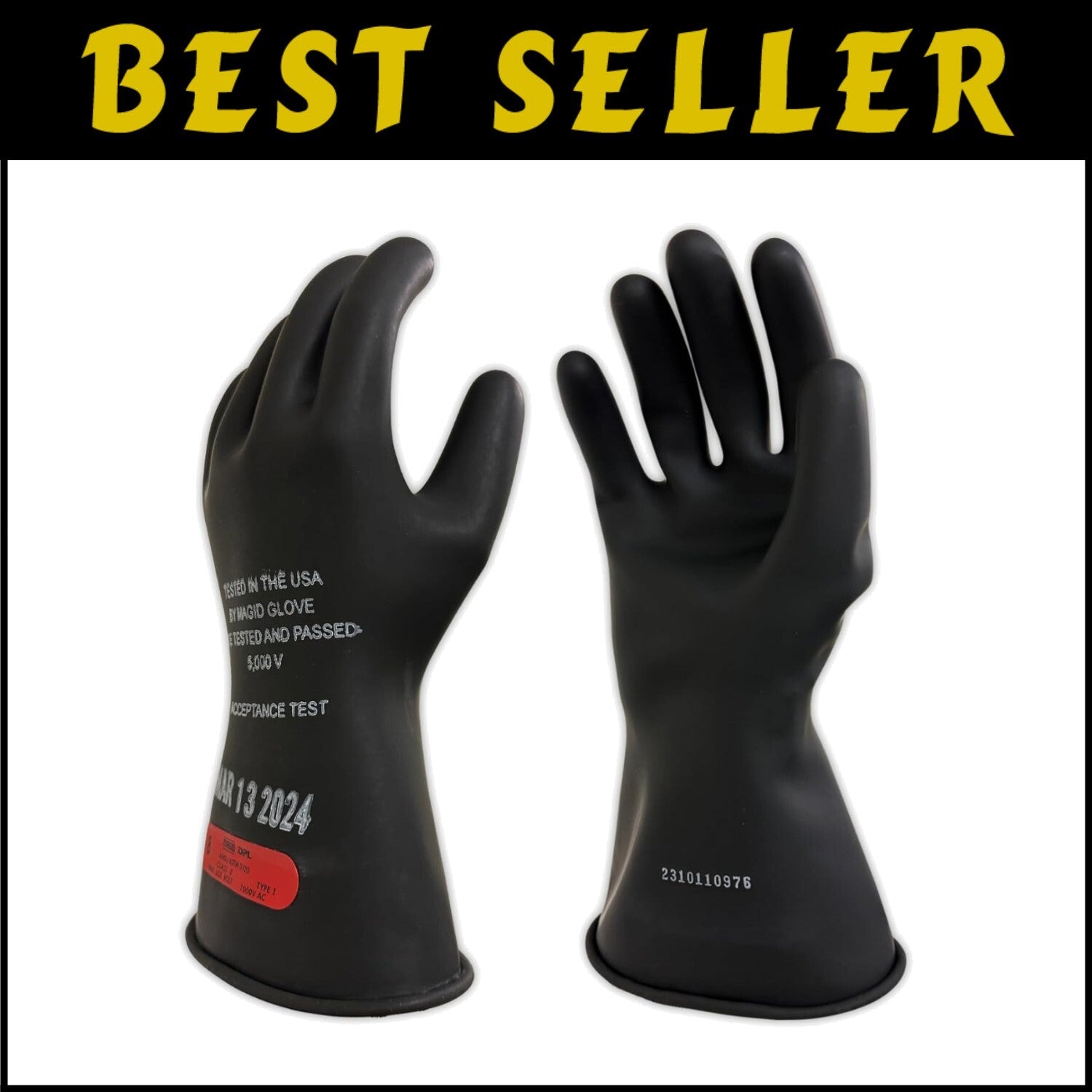 Dielectric Natural Rubber Electrician Gloves - Class 0, Enhanced Flexibility