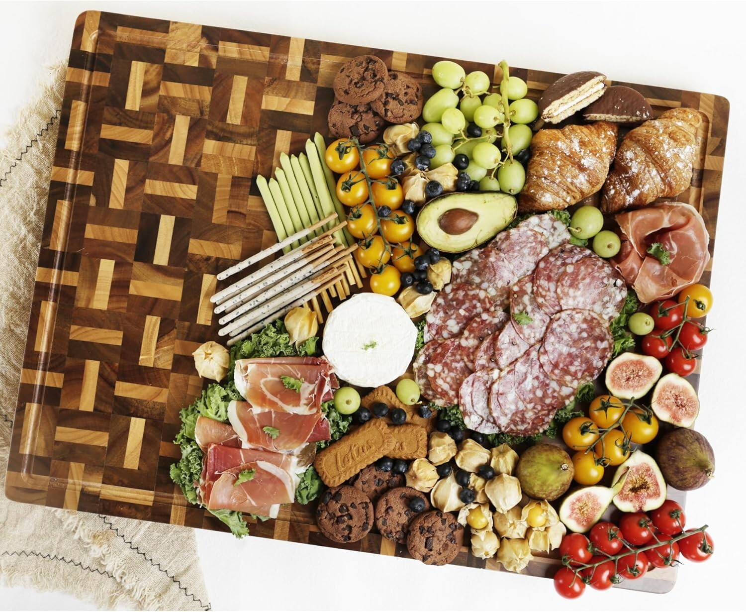 Extra Large Reversible Cutting Board - Acacia & Oak - Perfect for Meat & Cheese