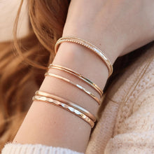Load image into Gallery viewer, Waterproof Hammered Cuff Bracelet - Lightweight 14K Gold Fill for Everyday Wear