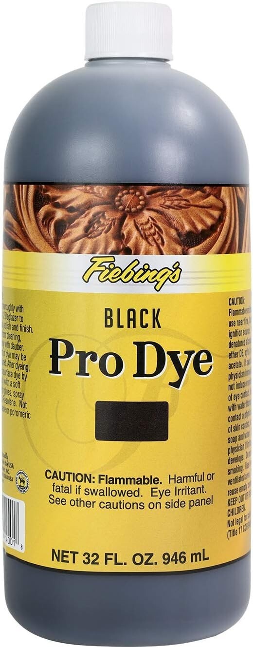 Black 32oz Pro Dye - Versatile Leather and Wood Stain for Professional Use