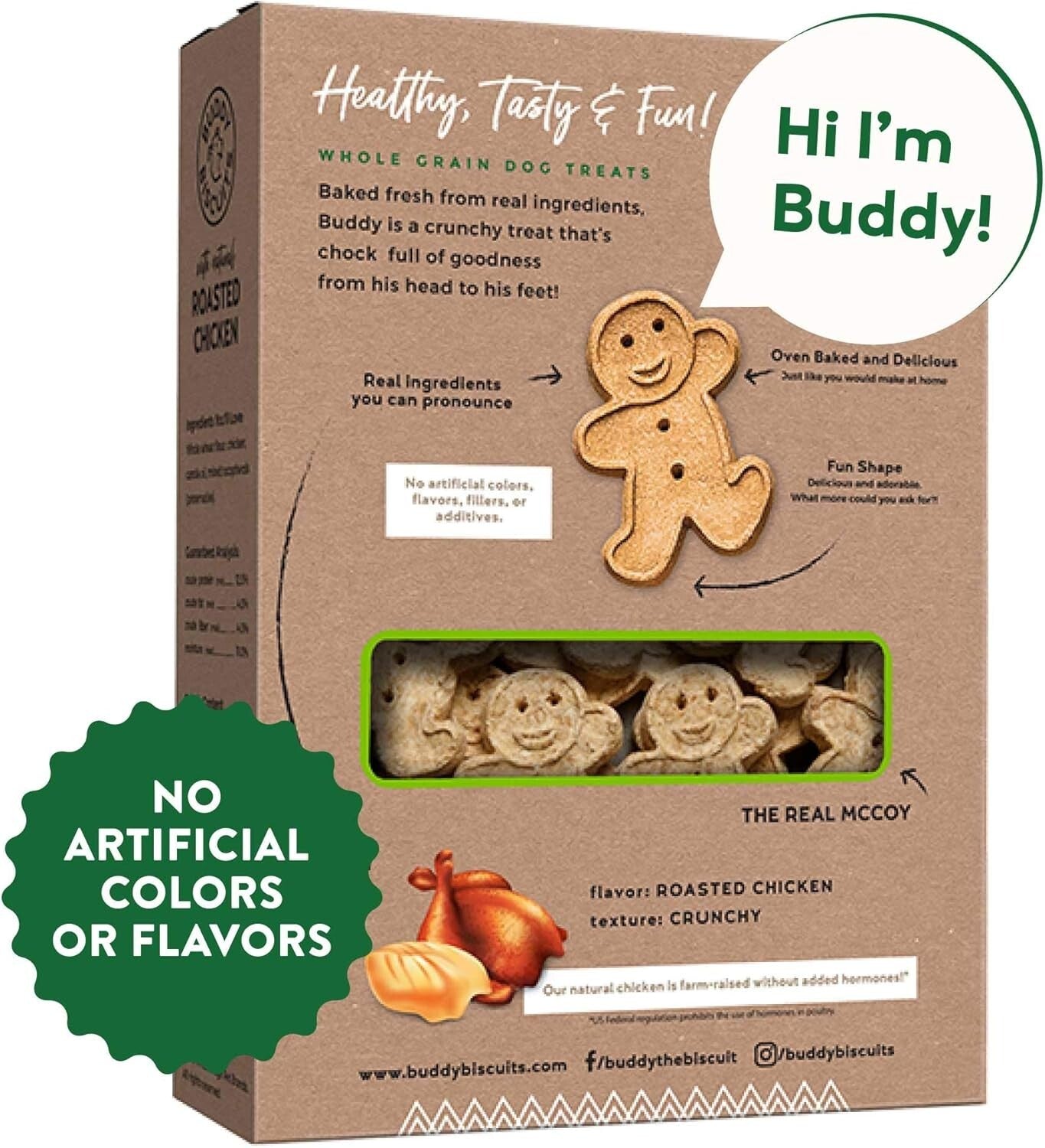 Premium Oven Baked Chicken Dog Treats - 1 lb for All Breeds, Crunchy & Delicious