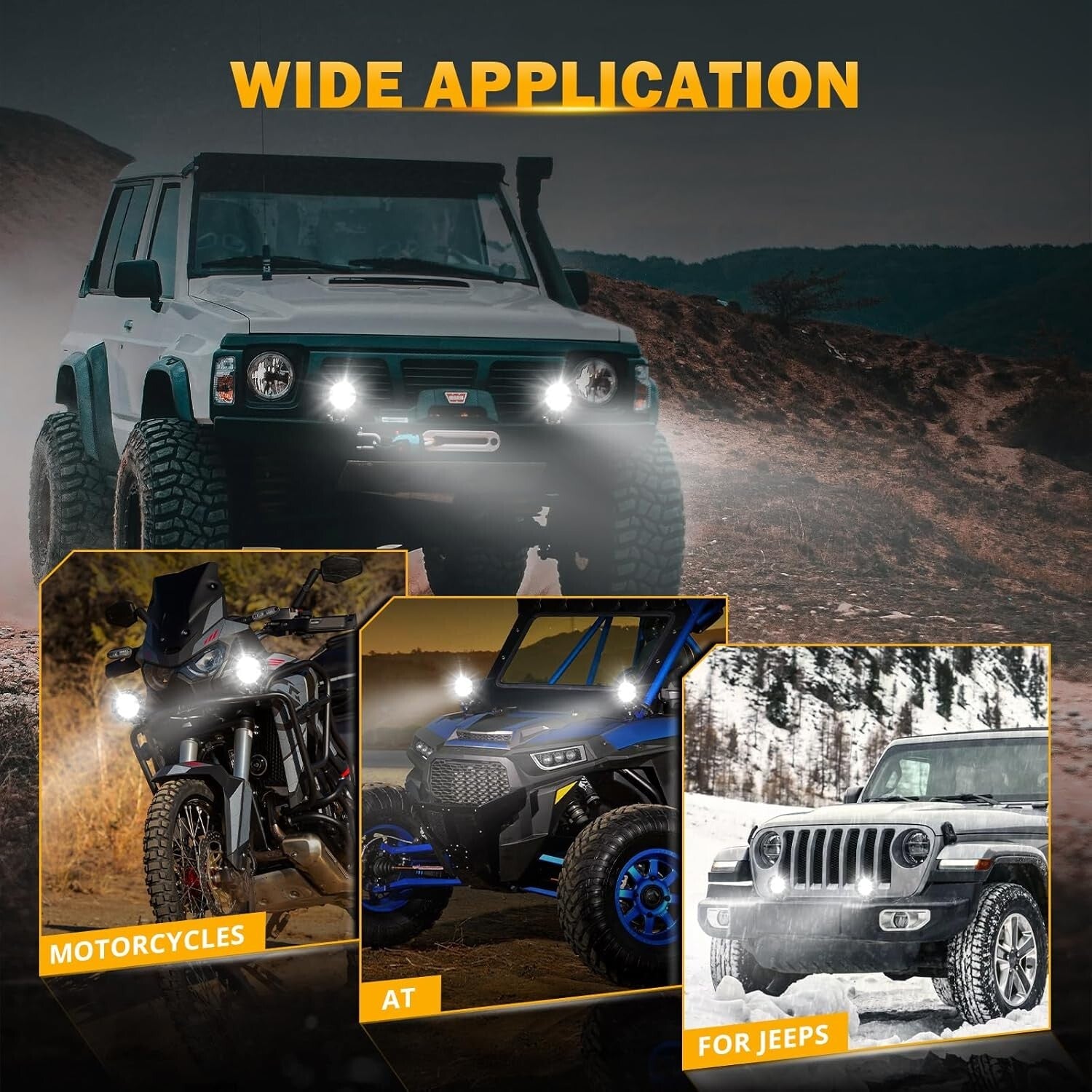 Efficient 100W Round LED Driving Lights - Adjustable Beam & Waterproof Design