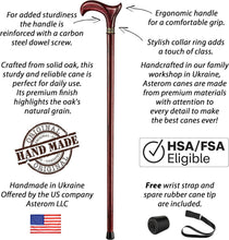 Load image into Gallery viewer, Fashionable Handmade Oak Walking Stick with Ergonomic Grip - 33" Long